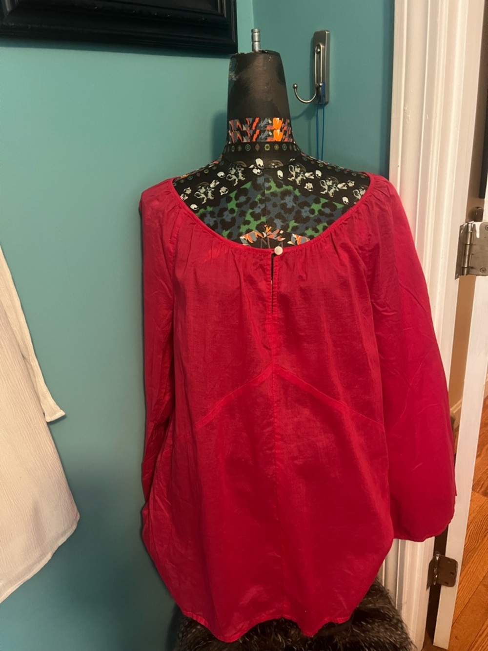 Talbots On / Off the shoulder Rich Crimson Peasant Top